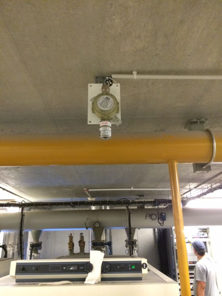 DETECTION GAZ CHAUFFERIE BATIMENT ADMINISTRATIF REGION LILLE INSTALLATION REALISEE PAR GLSI AVEC DU MATERIEL DE MARQUE TECNOCONTROL CENTRALE CITY CE408 / CAPTEUR ATEX SE 183 KM