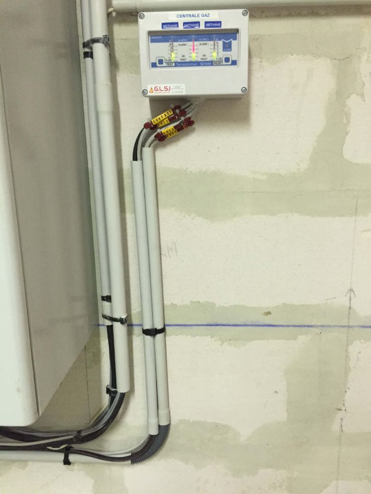 DETECTION GAZ DANS LA CHAUFFERIE D'UNE EPHAD INSTALLATION REALISEE PAR GLSI AVEC DU MATERIEL DE MARQUE TECNOCONTROL 1 CENTRALE 3 VOIES SE 194 / SONDES SE 192