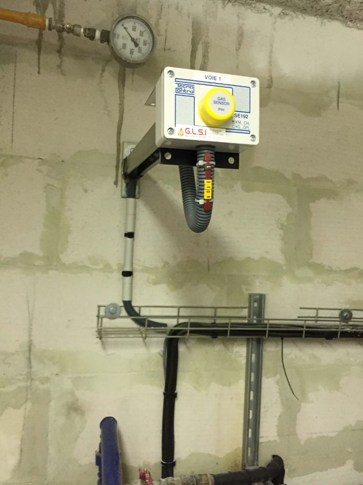DETECTION GAZ DANS LA CHAUFFERIE D'UNE EPHAD INSTALLATION REALISEE PAR GLSI AVEC DU MATERIEL DE MARQUE TECNOCONTROL 1 CENTRALE 3 VOIES SE 194 / SONDES SE 192