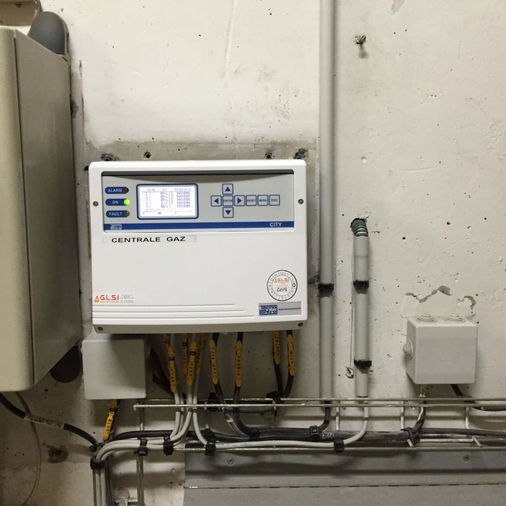 DETECTION GAZ ATEX DANS UNE CHAUFFERIE SECTEUR SECLIN INSTALLATION GLSI MATERIEL DE MARQUE TECNOCONTROL CENTRALE CITY CE408P / CAPTEUR ATEX SE 183KM / CAPTEUR TS 220EC-S (détection CO)